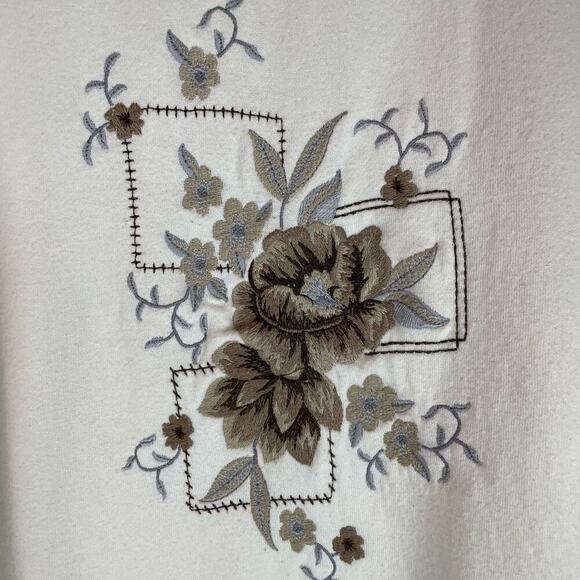 Vintage double collar floral embroidered sweatshirt - Picture 3 of 5